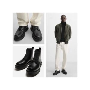 Zara Vegan Leather Chunky Lace Up Boots